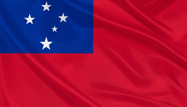A celestial emblem of island pride, the Samoan flag reflects heritage and geography through the guiding stars of the Southern Cross.