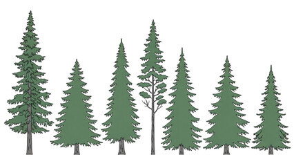 Minimal CAD Tree Line Vector – Side View Outline Set of Graphic Tree Elements for Architecture and Landscape Design AI EPS PNG JPEG