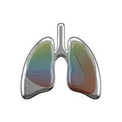 Stylized human lungs with colorful gradient isolated on transparent background