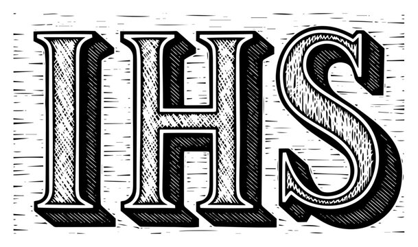IHS Christogram Symbol in a Vintage Engraved Style