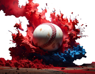 Power Hit Championship – Baseball with Vibrant Color Splash and Grunge Texture PNG 