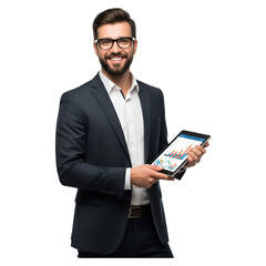 young businessman with a calculator