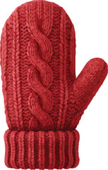 Cozy red knitted mitten perfect for winter warmth and comfort