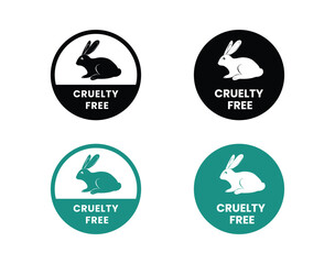 Cruelty Free label, logo, badge, icon, sticker, symbol, emblem, stamp, green, line, flat vector, isolated illustration. Cruelty free not tested on animals label for product packaging design.