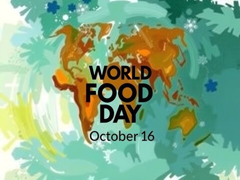 Colorful World Food Day Illustration Promoting Global Awareness of Hunger Issues