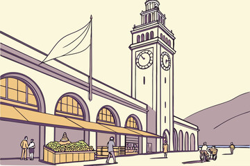 Ferry Building Marketplace in San Francisco, California, artisan foods beneath iconic clocktower by the bay