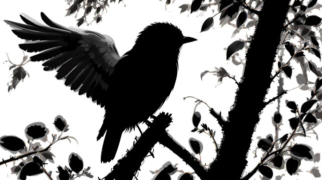 Tawny Frogmouth Bird Silhouette Vector on White Background