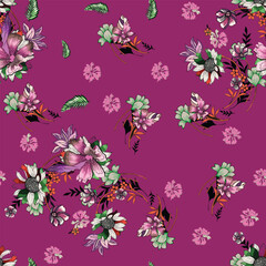 Seamless background pattern of lilac branches with white butterflies. Realistic lilac pattern branch with flowers and leaves on a white background. Vector.