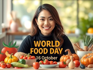 Celebrating World Food Day with a bounty of fresh vegetables displayed vividly
