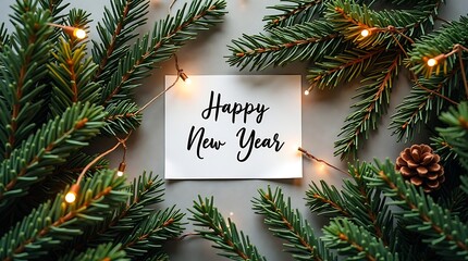 New Year Pine Light Art Print – Festive Holiday Wall Decor