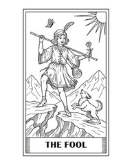 Tarot major arcana the fool vector lineart