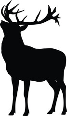 Majestic stag silhouette noble deer antlers wildlife nature forest vector
