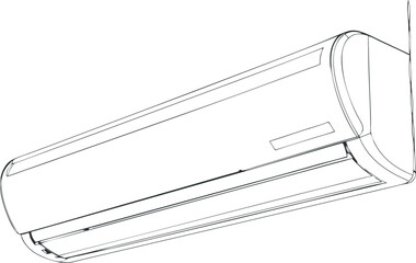 Vector sketch of a split system air conditioning indoor unit isolated on white