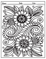 Mandala Coloring Page & Book for Adults and Kid. High resolution (300 DPI), Ready to print on standard 8.5x11-(A4) inch paper With (No Bleed), Black and White. Vector illustration
