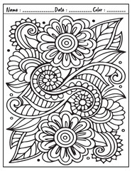 Mandala Coloring Page & Book for Adults and Kid. High resolution (300 DPI), Ready to print on standard 8.5x11-(A4) inch paper With (No Bleed), Black and White. Vector illustration