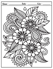 Mandala Coloring Page & Book for Adults and Kid. High resolution (300 DPI), Ready to print on standard 8.5x11-(A4) inch paper With (No Bleed), Black and White. Vector illustration