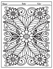 Mandala Coloring Page & Book for Adults and Kid. High resolution (300 DPI), Ready to print on standard 8.5x11-(A4) inch paper With (No Bleed), Black and White. Vector illustration