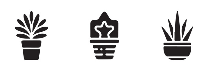 Plant in the pot icon, gardening symbol, potted Plant Silhouette Vector, simple potted plant icon vector  illustration EPS 10.