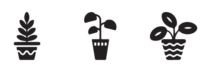 Plant in the pot icon, gardening symbol, potted Plant Silhouette Vector, simple potted plant icon vector  illustration EPS 10.