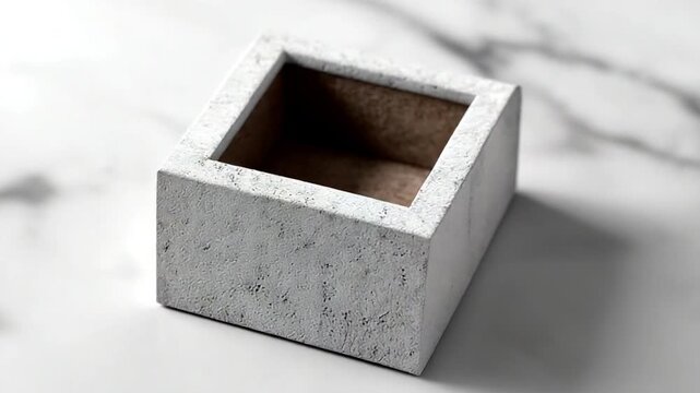 Empty square concrete container