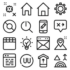 20 Minimal UI/UX Vector Icons – Essential Flat Outline Set