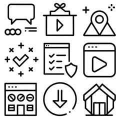 20 Minimal UI/UX Vector Icons – Essential Flat Outline Set