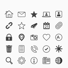 20 Minimal UI/UX Vector Icons – Essential Flat Outline Set