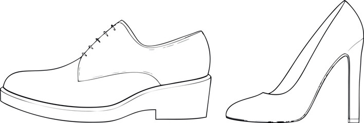 Black and white sketch drawing of a shoe object as a vector illustration symbol design