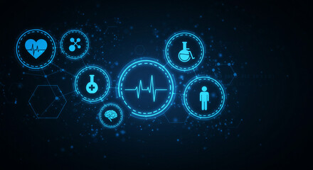 Digital Health Icons A Futuristic Depiction of Medical Technology and Healthcare Innovation