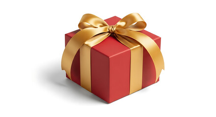 Fototapeta premium Red gift box with gold ribbon present for birthday christmas valentine's day celebration occasion holiday special occasion transparent background