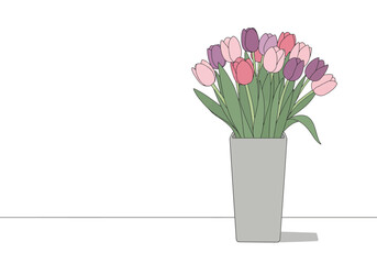 Pastel Tulips in a Grey Vase.