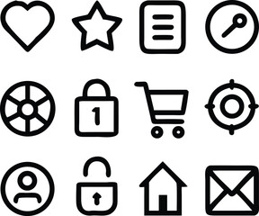 20 Minimal UI/UX Vector Icons – Essential Flat Outline Set