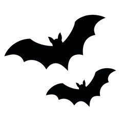 Two silhouetted bats in flight against a white background representing halloween