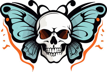 Skull butterfly logo icon vector white bacground .