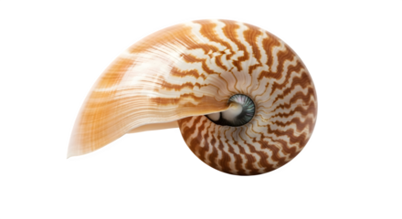 Nautilus shell isolated on transparent background, showcasing its intricate spiral pattern and natural beauty, a captivating glimpse into marine lifes wonders