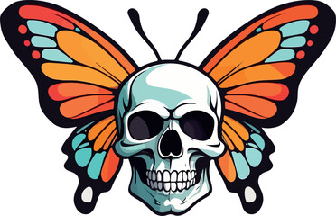Skull butterfly logo icon vector white bacground .