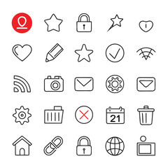 20 Minimal UI/UX Vector Icons – Essential Flat Outline Set