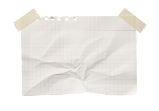 Crumpled Graph Paper with Tape – Symbol of Creativity, Calculation, and Thought in Progress