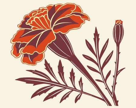Vector illustration of an autumn leaves pattern with a floral design and orange leaf decoration