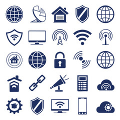 Technology icons network security communication vector