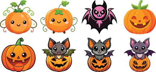 set of halloween pumpkins