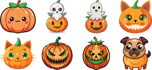 set of halloween pumpkin