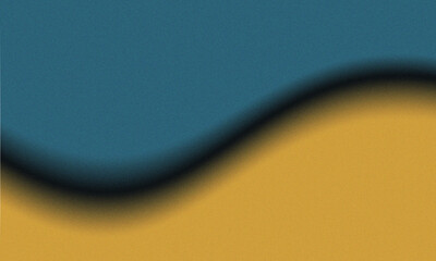 Abstract gradient art depicting a blue and gold wavy shape with a grainy texture background