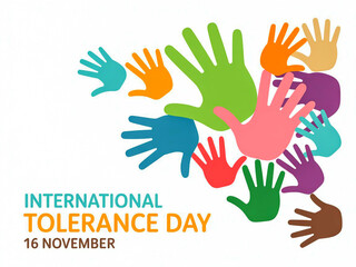 Fototapeta premium Colorful handprints representing international tolerance day on november 16th