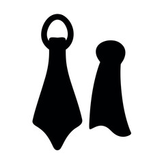 Silhouette of two antique iron door knockers with ornate handles and decorative shapes