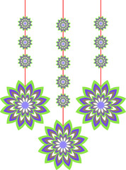 Blue yellow decorative hanging flowers design element for invite decoration