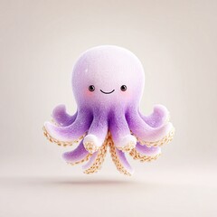 cute 3D sea animals for kids app 3d sea animals pack A cute and colorful octopus with a friendly smile, perfect for children's illustrations or educational materials.