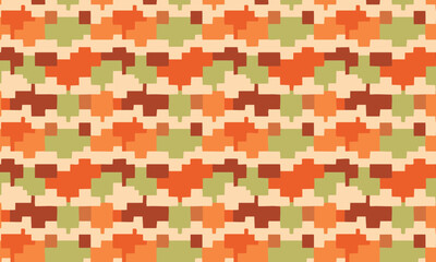 Retro 70s Pixel Art Ethnic Seamless Pattern