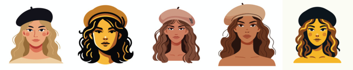 Vector Avatar of a woman with bobbed hair wearing a choker