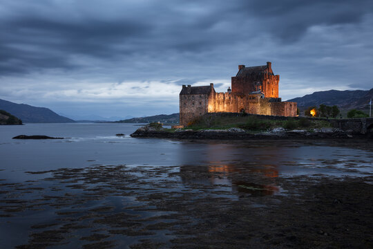 Eilean Donan Castle under Twilight Dust Light, Kyle of Lochalsh, Scottish Highlands
